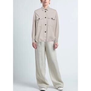 CIRCOLO 1901 Soft Ivory Cotton Flannel Shirt Button-Up Chest Pocket Size 38 US-2